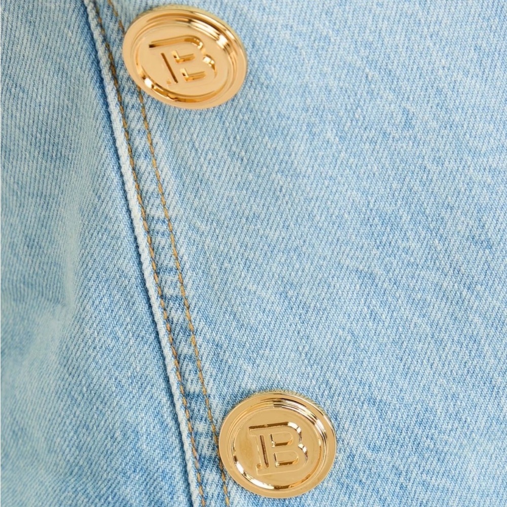 NWT Balmain Denim Wrap Mini Dress - Picture 3 of 10